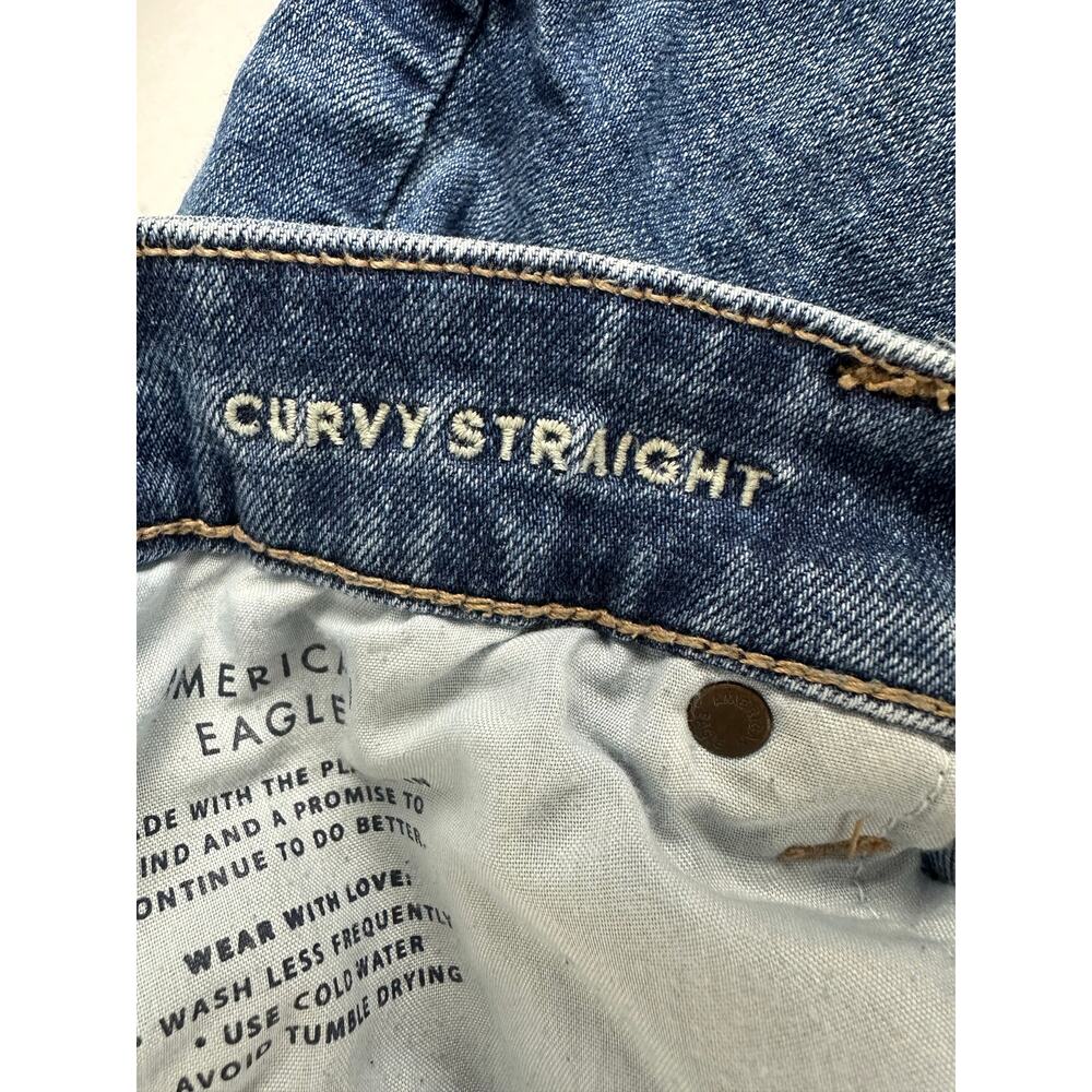 American Eagle Size 16 Short Curvy Straight Jeans Medium Wash Stretch 34x27 - Picture 6 of 9